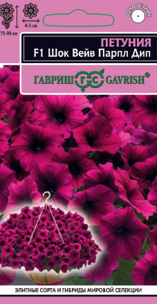 Семена Петуния суперкаскадная (Минитуния) Шок Вейв парпл дип F1, 4шт, Гавриш
