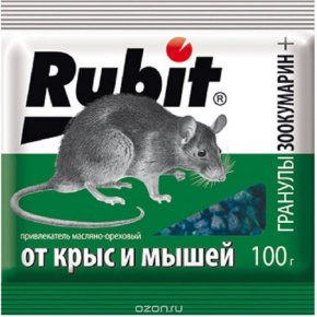 Приманка Летто Rubit Зоокумарин+, от крыс и мышей, ореховый, гранулы, 100г