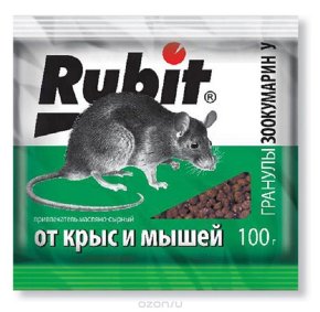 Приманка Летто Rubit Зоокумарин+, от крыс и мышей, сырный, гранулы, 100г