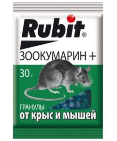 Приманка Летто Rubit Зоокумарин+, от крыс и мышей, гранулы, 30г