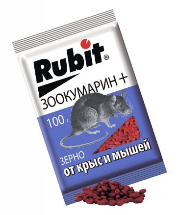 Приманка Летто Rubit Зоокумарин+, от крыс и мышей, зерно, 100г