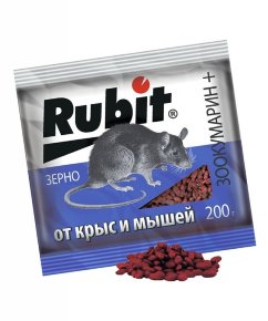 Приманка Летто Rubit Зоокумарин+, от крыс и мышей, зерно, 200г