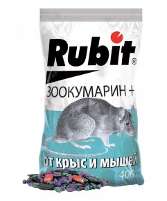 Приманка Летто Rubit Зоокумарин+, от крыс и мышей, зерновая смесь, 400г
