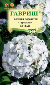 Семена Гвоздика бородатая (турецкая) Белая, 0,2г, Гавриш, Цветочная коллекция