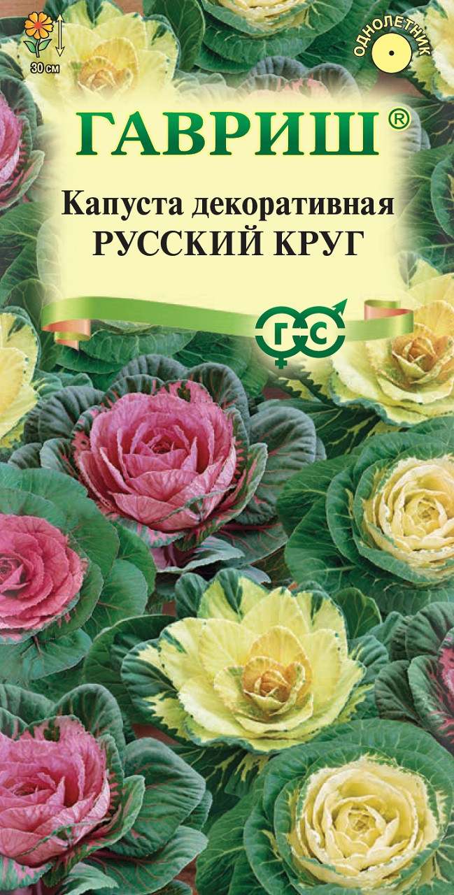 Семена Капуста декоративная Русский круг, 0,05г, Гавриш, Цветочная ...