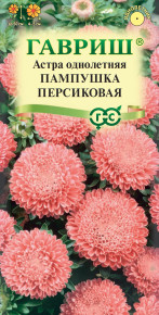 Семена Астра Пампушка персиковая, помпонная, 0,3г, Гавриш, Цветочная коллекция