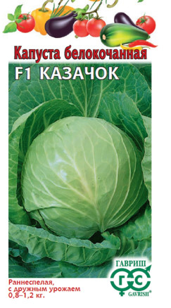 Семена Капуста белокочанная Казачок F1, 0,1г, Гавриш, Овощная коллекция